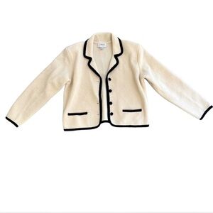 Vintage cream and black wool blend jacket